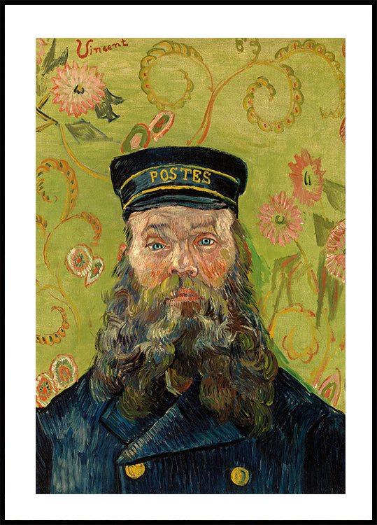 Postman in Flowered Background Poster