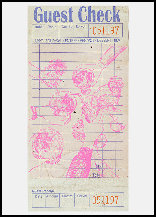 Cheers Guest Check Pink  Poster