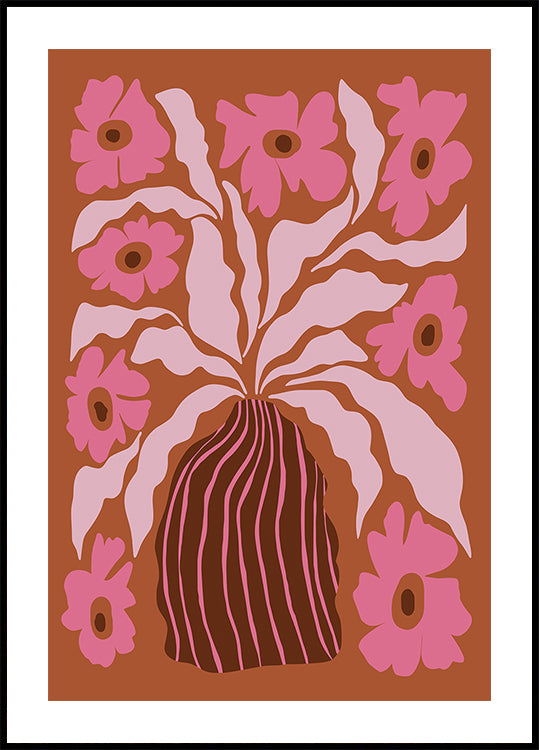 Mid-century blooming pot Poster
