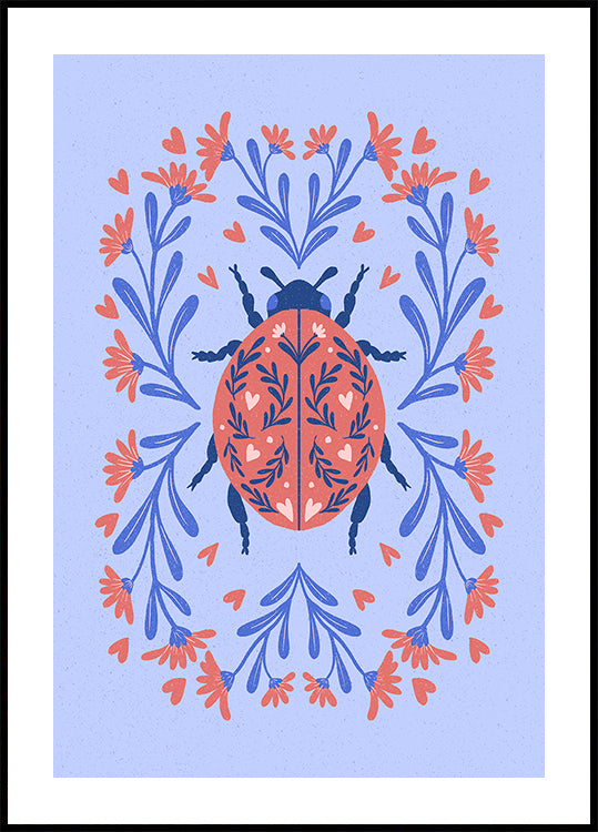 Folk Art Ladybug Poster