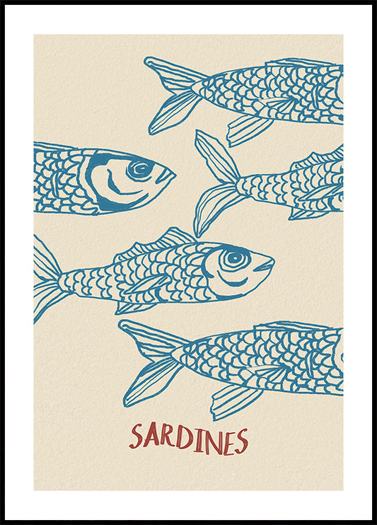 Sardines, Coastal Fish Illustration Poster
