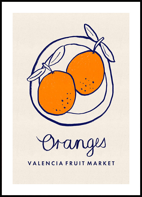 Food Art - Oranges Valencia Fruit Market Poster