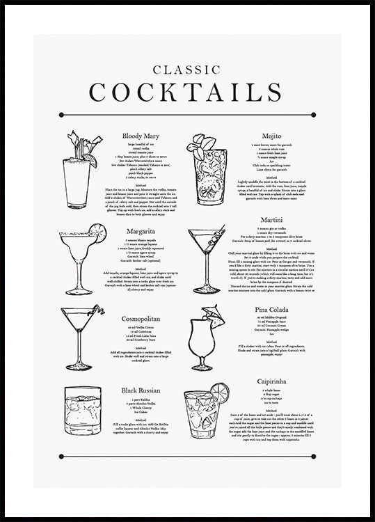 Classic Cocktails Poster