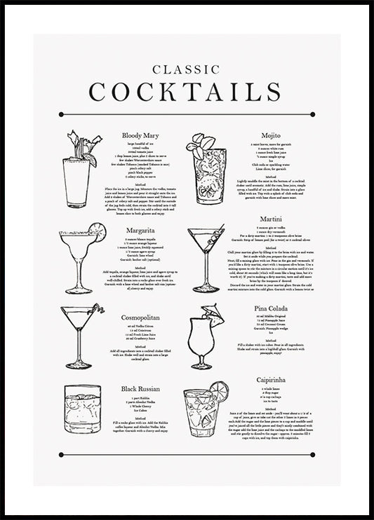 Classic Cocktails Poster