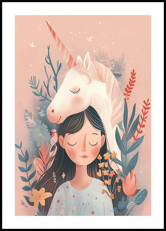 Girl and Unicorn Poster
