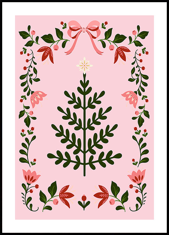 Pink Christmas Tree Poster