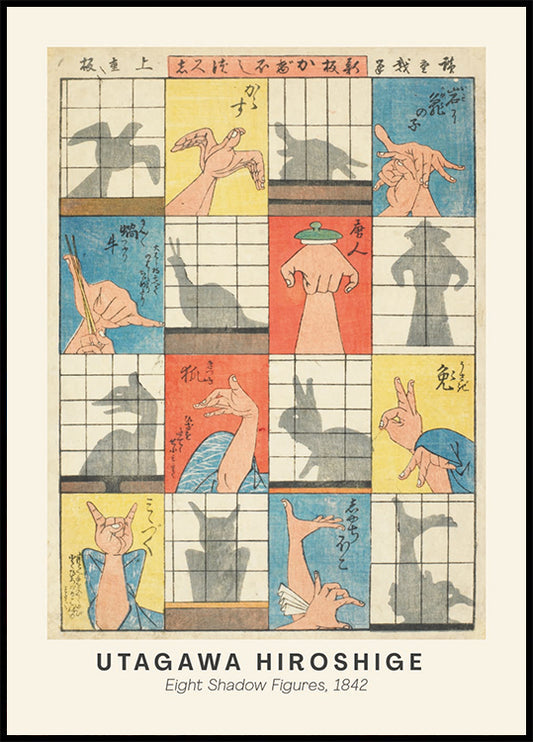 Eight Shadow Figures Hiroshige Vintage Woodblock Poster