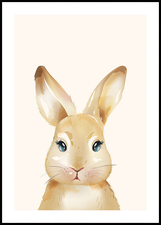 Cute Watercolor Bunny, Animal Nursery Print Poster