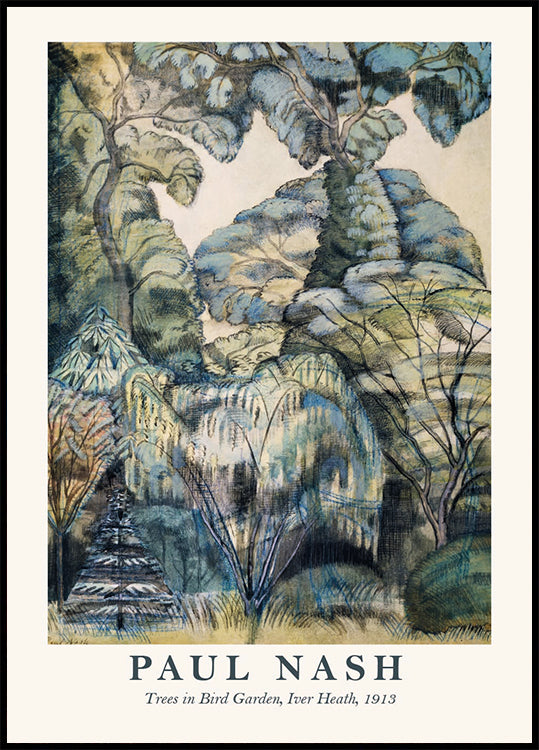 Paul Nash, Trees in Bird Garden Poster