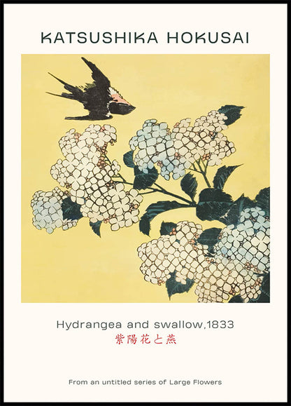 Katsushika Hokusai - Hydrangea and Swallow Poster