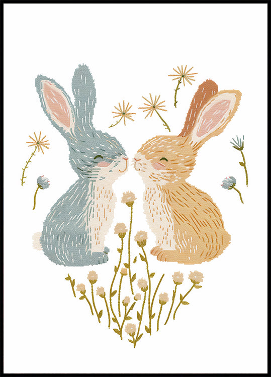 Kissing Bunnies Poster