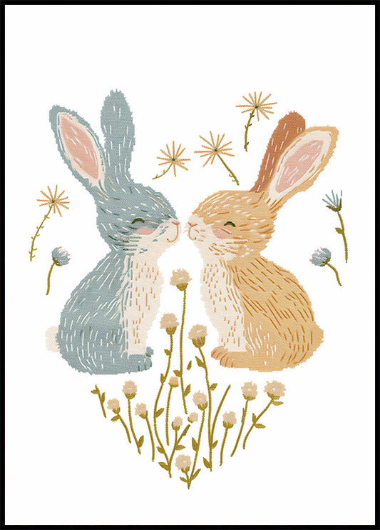 Kissing Bunnies Poster