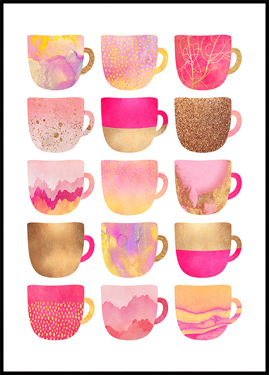 Pretty Pink Coffee Cups Poster