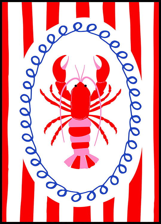 Bold Lobster Striped Wall Art Poster
