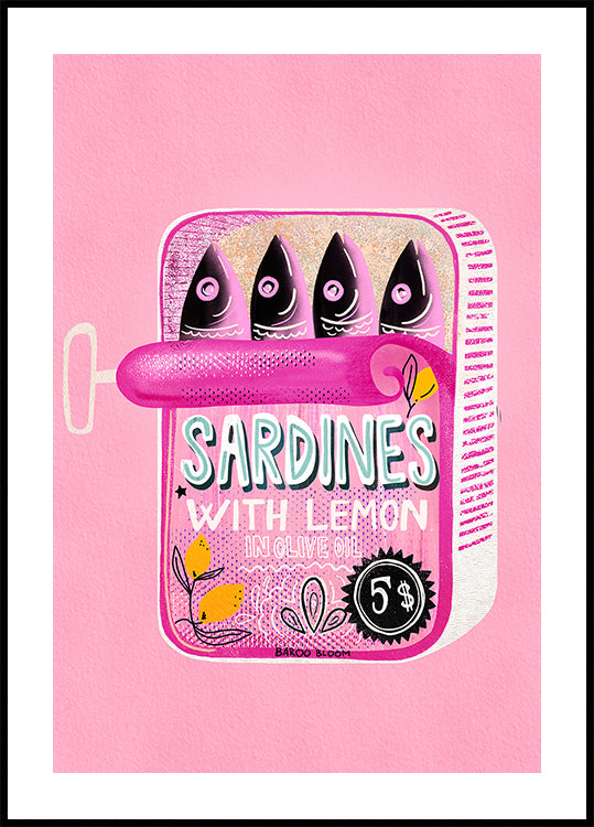 Sardines Tin Can Pink Poster