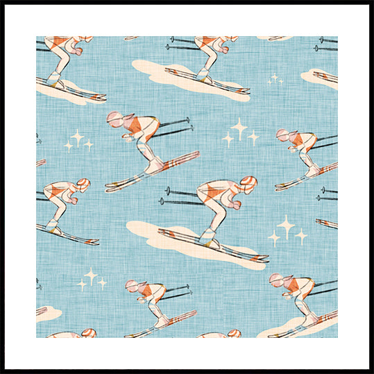 Winter Sports   Retro Vintage Ski Blue.png Poster