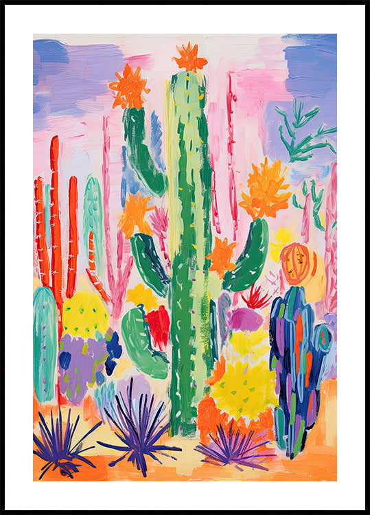 Colorful Cactus Garden Poster