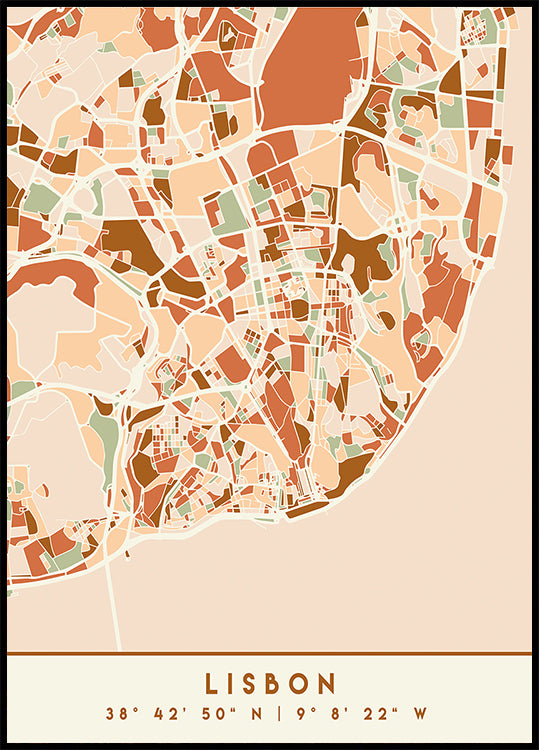 Black Maps Earth Tones 39 Poster