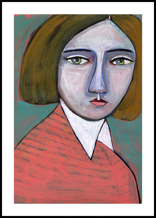 Lady in Melon Jumper Poster