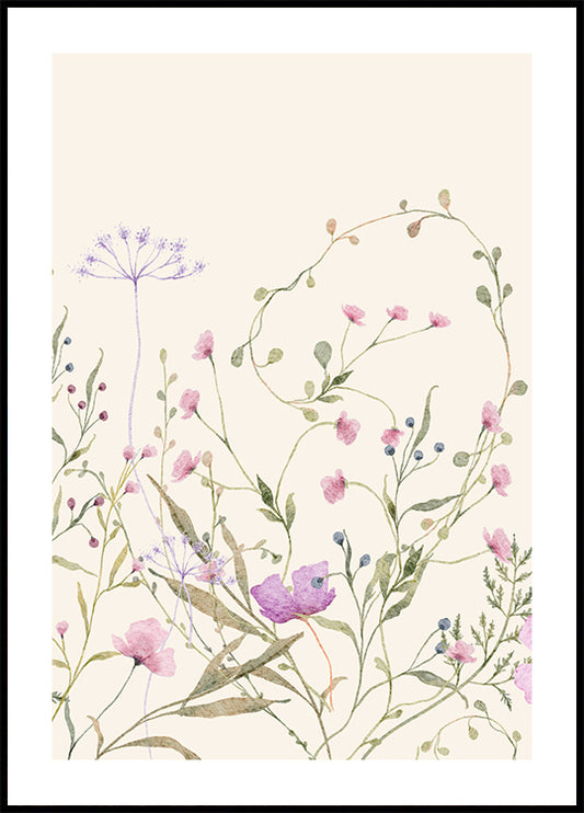 Soft Meadow Flowers Poster