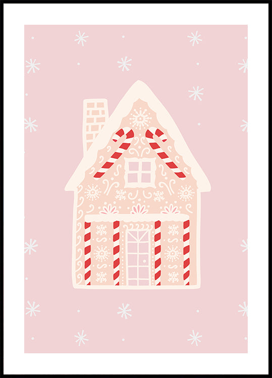 Pink Gingerbread House Poster