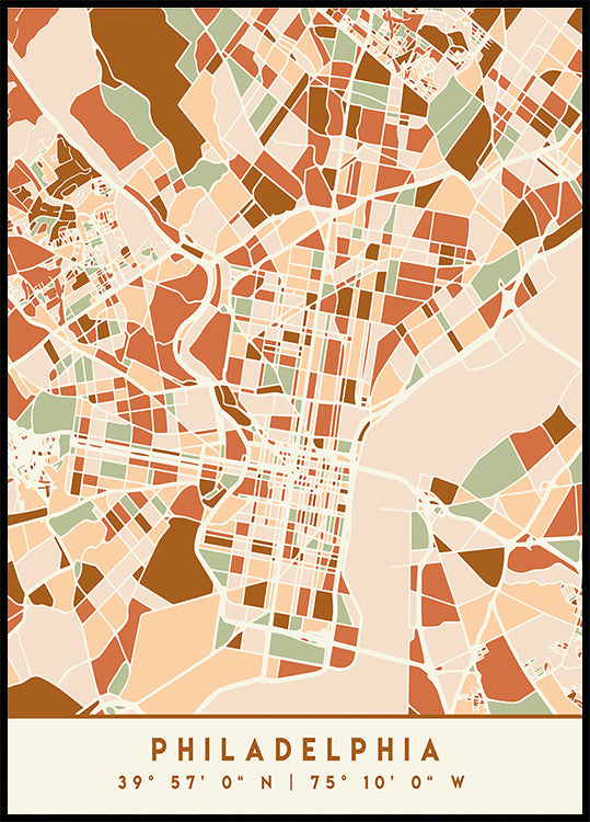 Black Maps Earth Tones 65 Poster