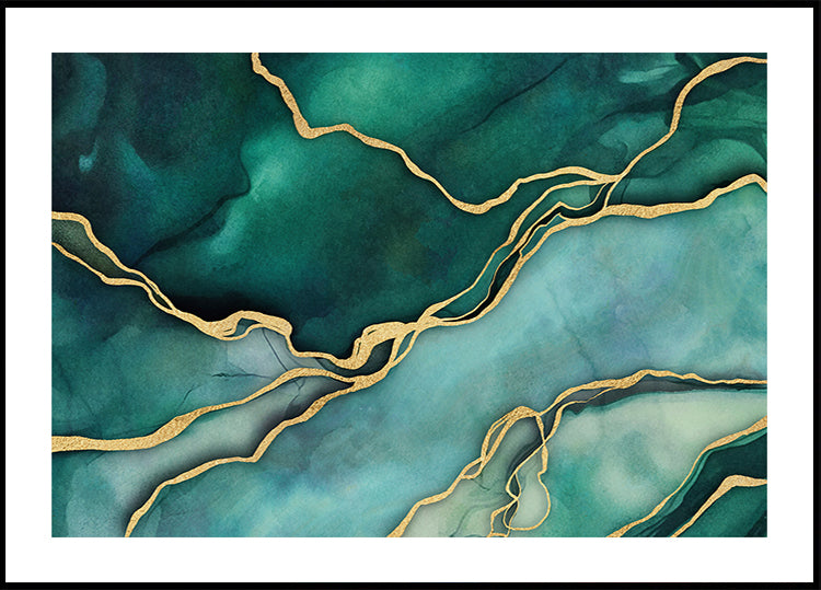 Teal Gold Marble Luxury