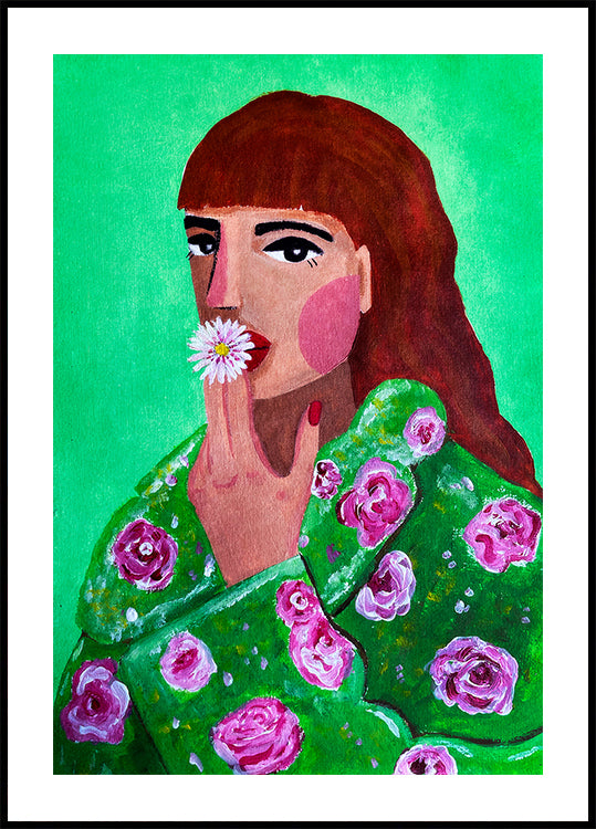 Woman Smoking a Flower