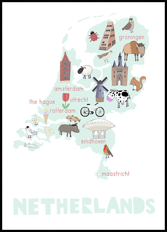The Netherlands Illustration by Artist Carla Daly Poster