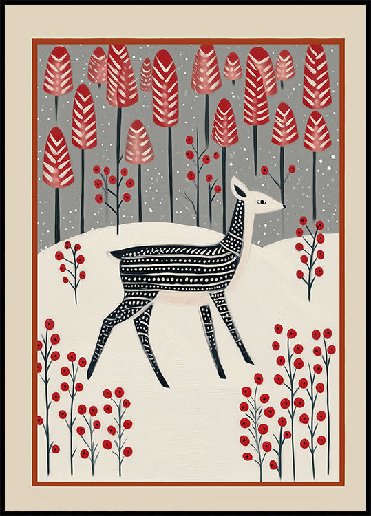 Fawn In a Winter Landscape Poster
