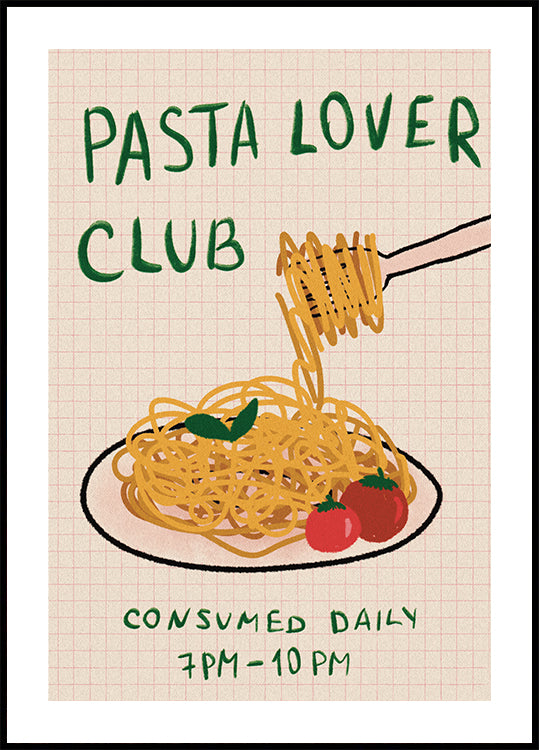 Pasta Lover Club, Hand-drawn Spaghetti Dinner Poster