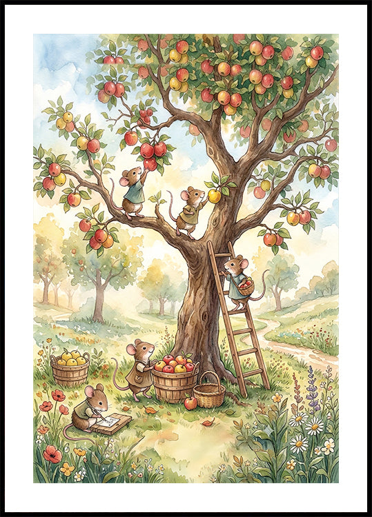 Mice picking apples Poster