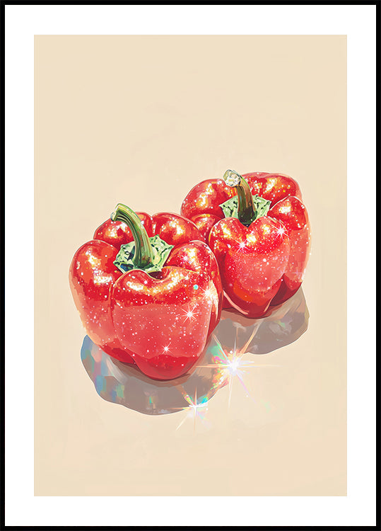 Sparkling Red Bell Peppers Poster