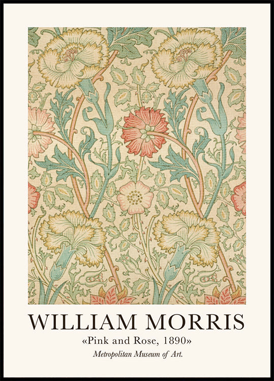 William Morris Pink and Rose Poster