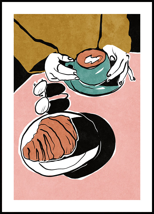 Croissant et café au lait Poster