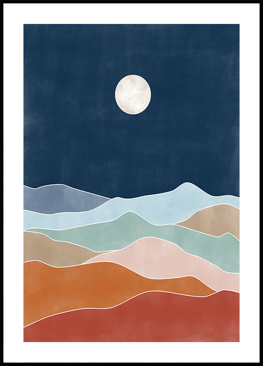 Moonlit Hill Scape  Poster