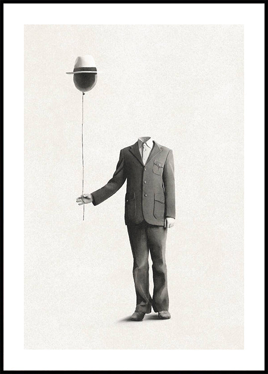 Surreal Absence, headless man with balloon head Poster