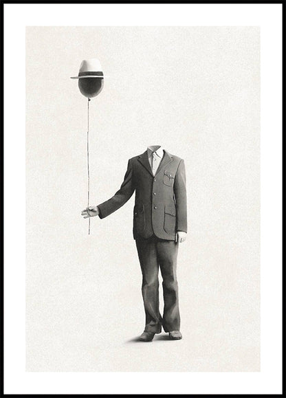 Surreal Absence, headless man with balloon head Poster