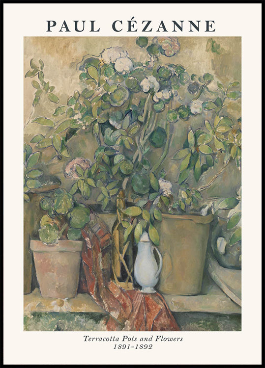 Terracotta Pots and Flowers, Cézanne Still Life Poster