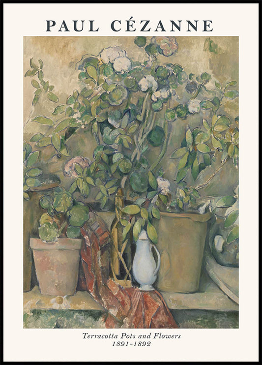 Terracotta Pots and Flowers, Cézanne Still Life Poster