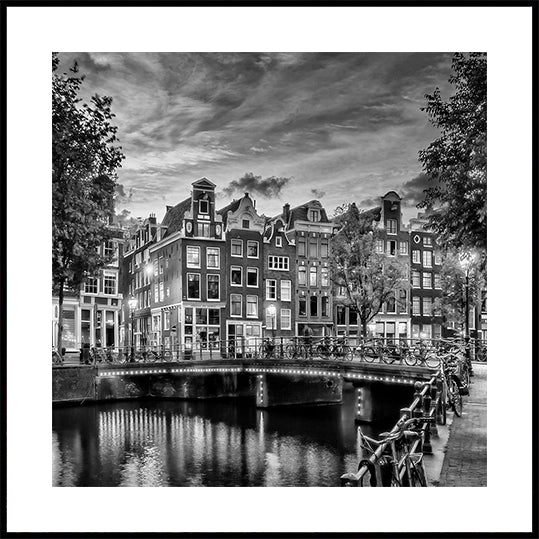 AMSTERDAM Idyllic impression from Singel - Monochrome Poster