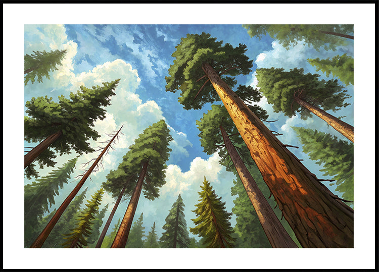 Pine Forest Painting Vintage Woodland Wall Art Nursery Decor Forest Abstract Art Print Pine Tree Painting Cabin Art Cottagecore Green Tree Poster