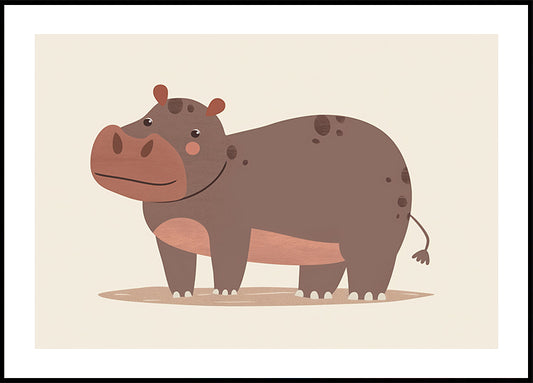 Smiling Brown Hippo In Mud Poster