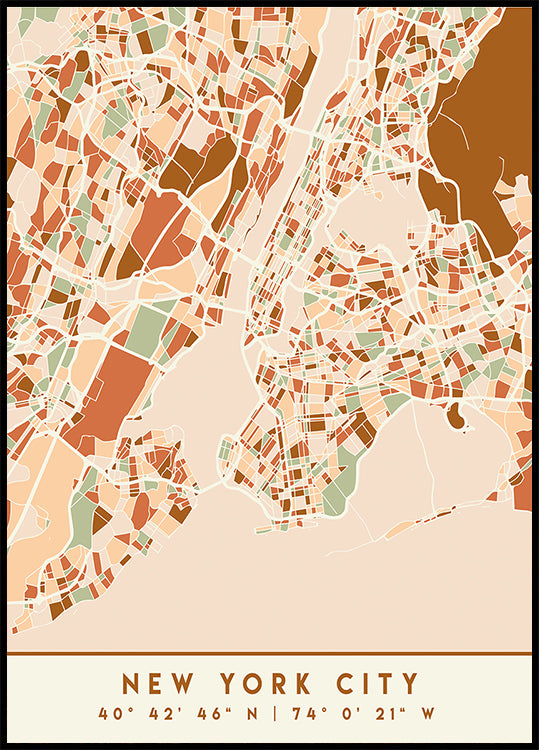 Black Maps Earth Tones 61 Poster