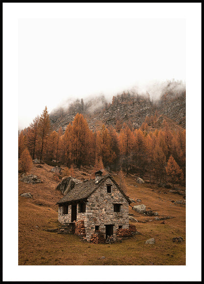 Autumn Mountain Cabin Poster