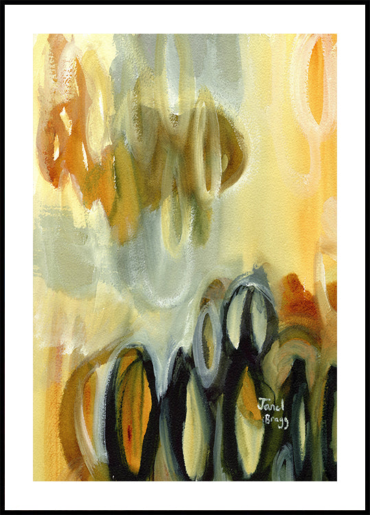 Abstract With Ovals and Gold Poster