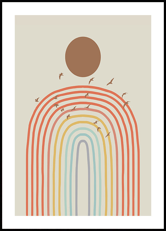 Stylized Rainbow With Layered Pastel Poster