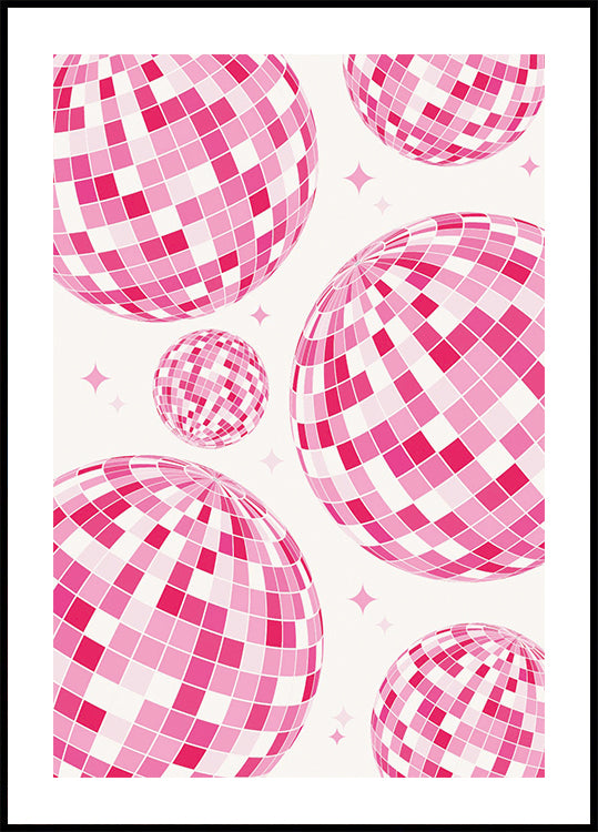 Pink Disco Vibes, Retro Dance Floor Sparkle Poster