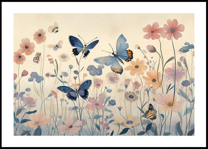 Butterfly Garden, Blue Wings Poster