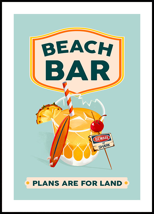 Beach Bar Summer Tropical Cocktail Bar Art Poster